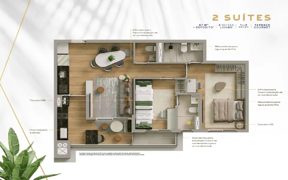 Planta Tipo do Living 67m²